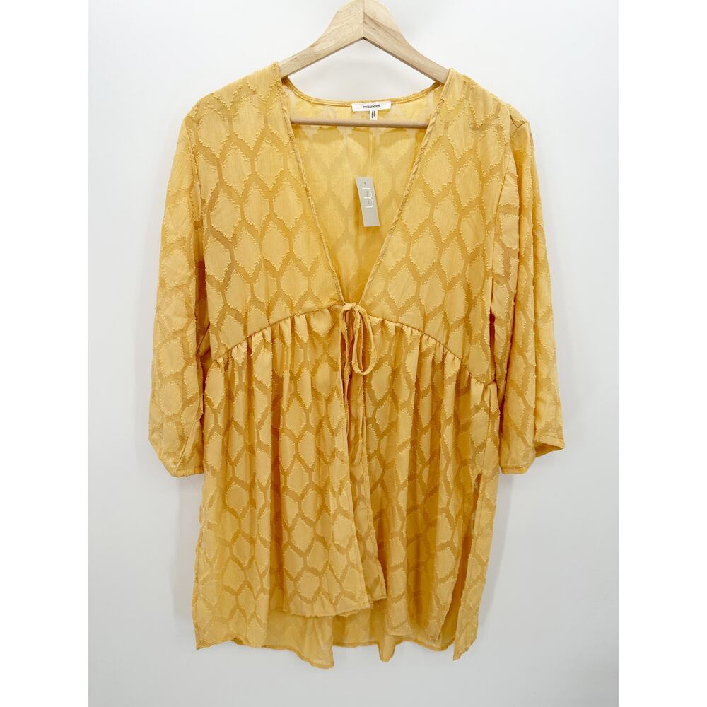 Maurices Kimono Cardigan Women‎ Sz L Orange Tie Boho Vaca Resort Sheer NWT